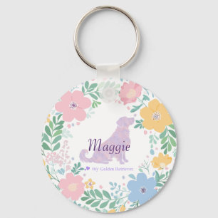 Porte-clés Couronne de silhouette de Retriever doré lavande P