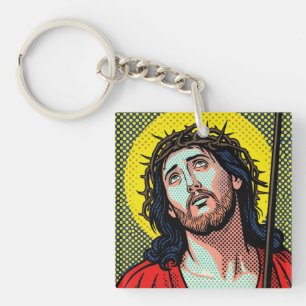 Porte-clés Couronne d'épines Religious Pop Art en demi-teinte