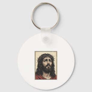 Porte-clés Couronne d'épines vintage portrait religieux art v