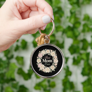 Porte-clés Couronne Élégante Florale Meilleure Maman