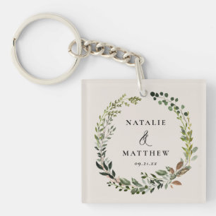 Porte-clés Couronne feuillage rustique fête de mariage d'hive