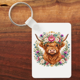 Porte-clés Couronne florale de vache des Highlands, botanique