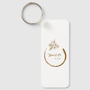 Porte-clés Couronne florale dorée élégante personnalisée