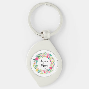 Porte-clés Couronne florale rustique colorée