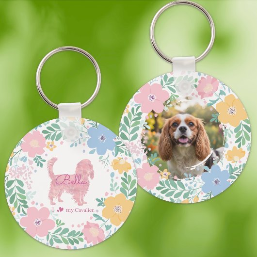 Porte-clés Couronne Rose Pâle Cavalier King Charles Spaniel 