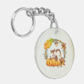Porte-clés Couronne rustique d'écureuil et de citrouilles (Devant gauche)