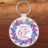 Porte-clés Couronne violette élégante 65e anniversaire (Recto)