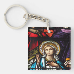 Porte-clés Couronnement de verre souillé béni de Vierge Mar