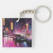 Porte-clés Course de rue nocturne dans la ville animée (Dos)