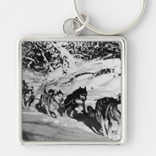 Porte-clés Course de traîneau vintage Alaska eskimo Malamute 