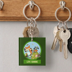 Porte-clés Course drôle d'animaux de la forêt Amour de la cou