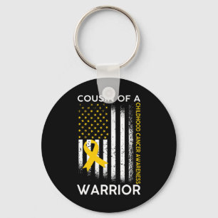 Porte-clés Cousin Of A Warrior Childhood Cancer Awareness fla