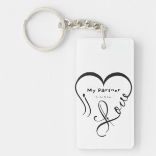 Porte-clés Coussin décoratif 'J'aime mon partenaire - Vous êt
