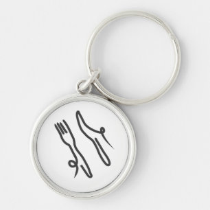 Porte-clés Couteau alimentaire et fourche moderne gris et bla