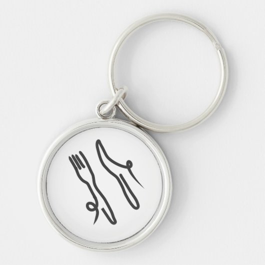 Porte-clés Couteau alimentaire et fourche moderne gris et bla (Devant)