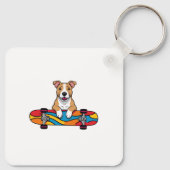 Porte-clés Couteau Bull Terrier sur skateboard (Dos)