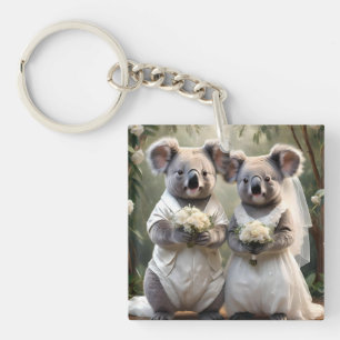 Porte-clés Couteux Mariage blanc Koalas,