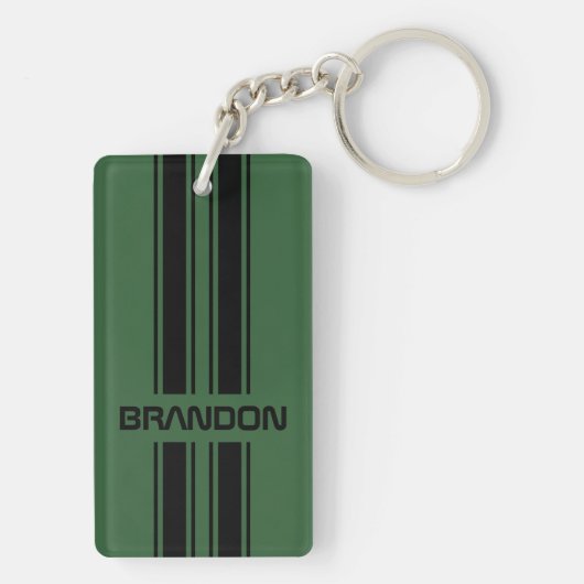 Porte-clés Coutume Vert foncé noir course automobile Stripes (Dos)