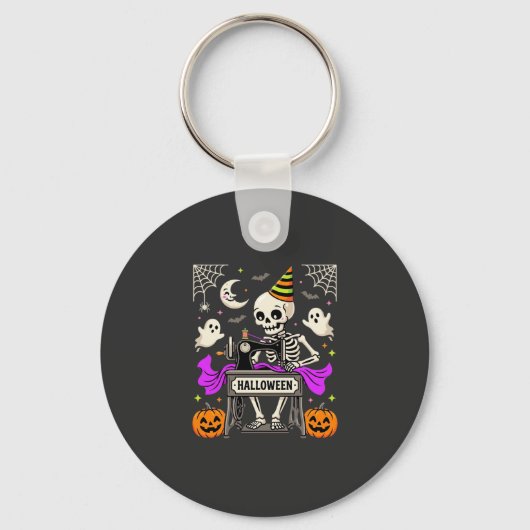 Porte-clés Couture de squelette d'Halloween Fantôme Citrouill (Recto)