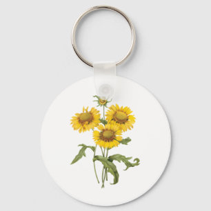 Porte-clés Couverture Fleur de Tapis Tournesol Floral Vintage