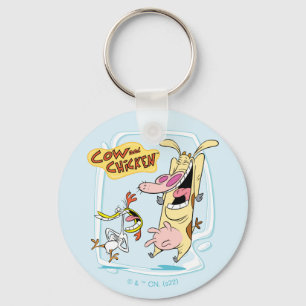 Porte-clés Cow and Chicken Laughing Graphic