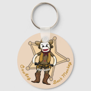 Porte-clés cow-boy singe en chaussette