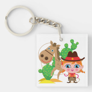 Porte-clés Cow-girl et cheval