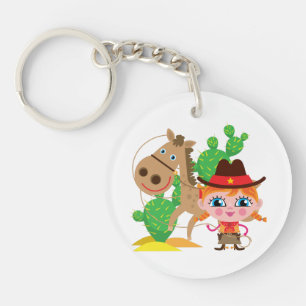 Porte-clés Cow-girl et cheval