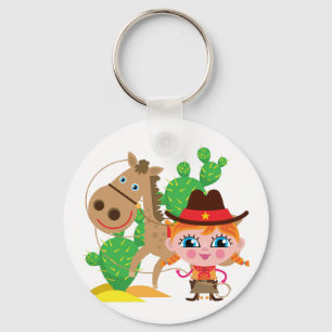 Porte-clés Cow-girl et cheval