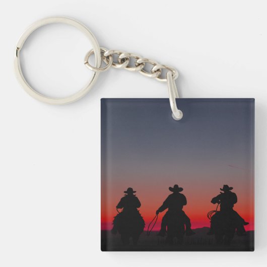 Porte-clés cowboy au coucher du soleil (Devant)
