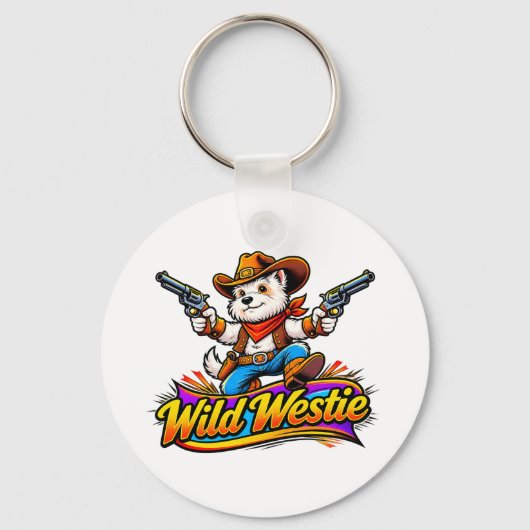 Porte-clés Cowboy Chien Westie (Création Originale (Recto)