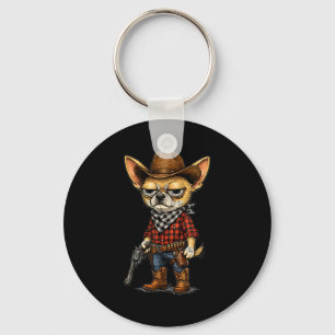 Porte-clés Cowboy chihuahua chien vintage drôle western
