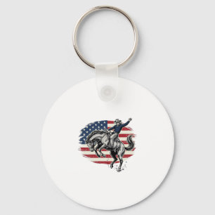 Porte-clés Cowboy de Rodéo Vintage Patriotique Cavalier de Ch
