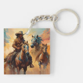 Porte-clés Cowboy et cheval collage (Dos)