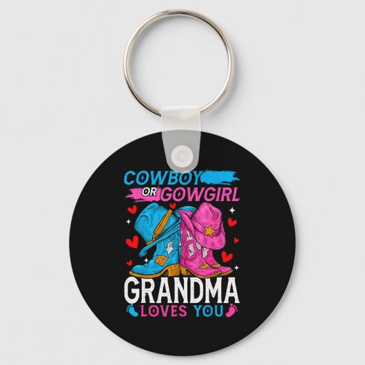 Porte-clés Cowboy Or Cowgirl Grandma Loves You Gender Reveal (Recto)