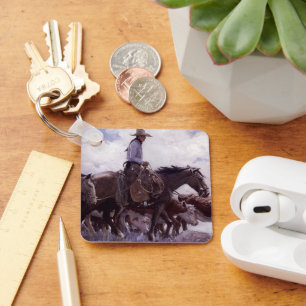 Porte-clés Cowboy Vintage avec son troupeau de bétail par Koe