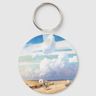 Porte-clés Cowboys occidentaux vintages, Wagons couverts par