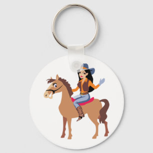 Porte-clés Cowgirl chevauchant un cheval