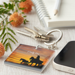 Porte-clés Cowgirl Sunset Horseback Ride Porte - clé