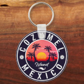 Porte-clés Cozumel île de Mexico Retro Sunset Souvenirs (Verso)