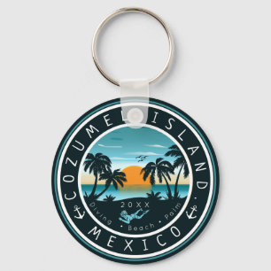 Porte-clés Cozumel Mexique Plongée Scuba Sunset Souvenir 80s