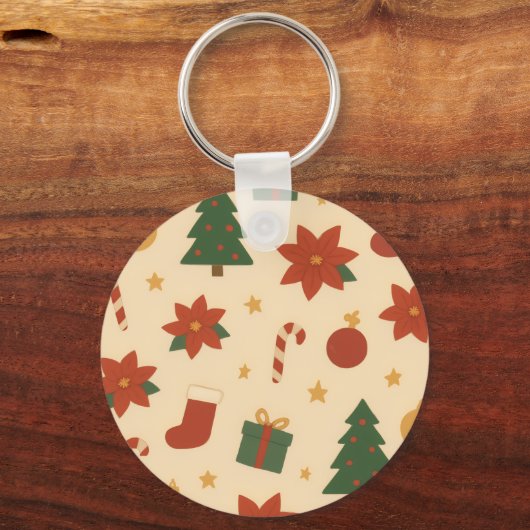 Porte-clés Cozy Christmas Pattern with Gifts and Trees (Verso)