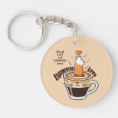 Porte-clés Cozy Coffee and Funny Cat Theme Rustic Custom (Devant)