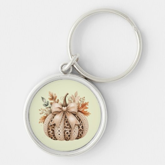 Porte-clés Cozy Leopard Print & Crochet Pumpkin Neutral Fall (Devant)