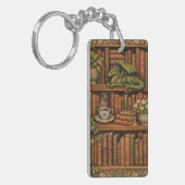 Porte-clés Cozy retro book shelf dragon coffee tea lover (Devant gauche)