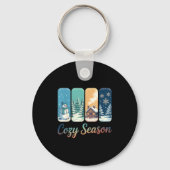 Porte-clés Cozy Season Winter Wonderland Cabin Snowman Snowfl (Recto)