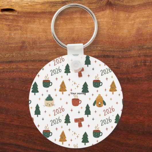 Porte-clés Cozy Winter Vibes 2026 - Cute Puppy and Kitten Chr (Recto)