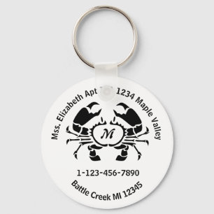 Porte-clés Crab Monogramme Accueil Contact Téléphone Info Por