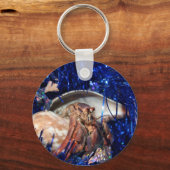 Porte-clés Crabe d'Hermite avec teinte de Noël bleue (Recto)