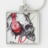 Porte-clés Crâne avec conception casque (Devant)